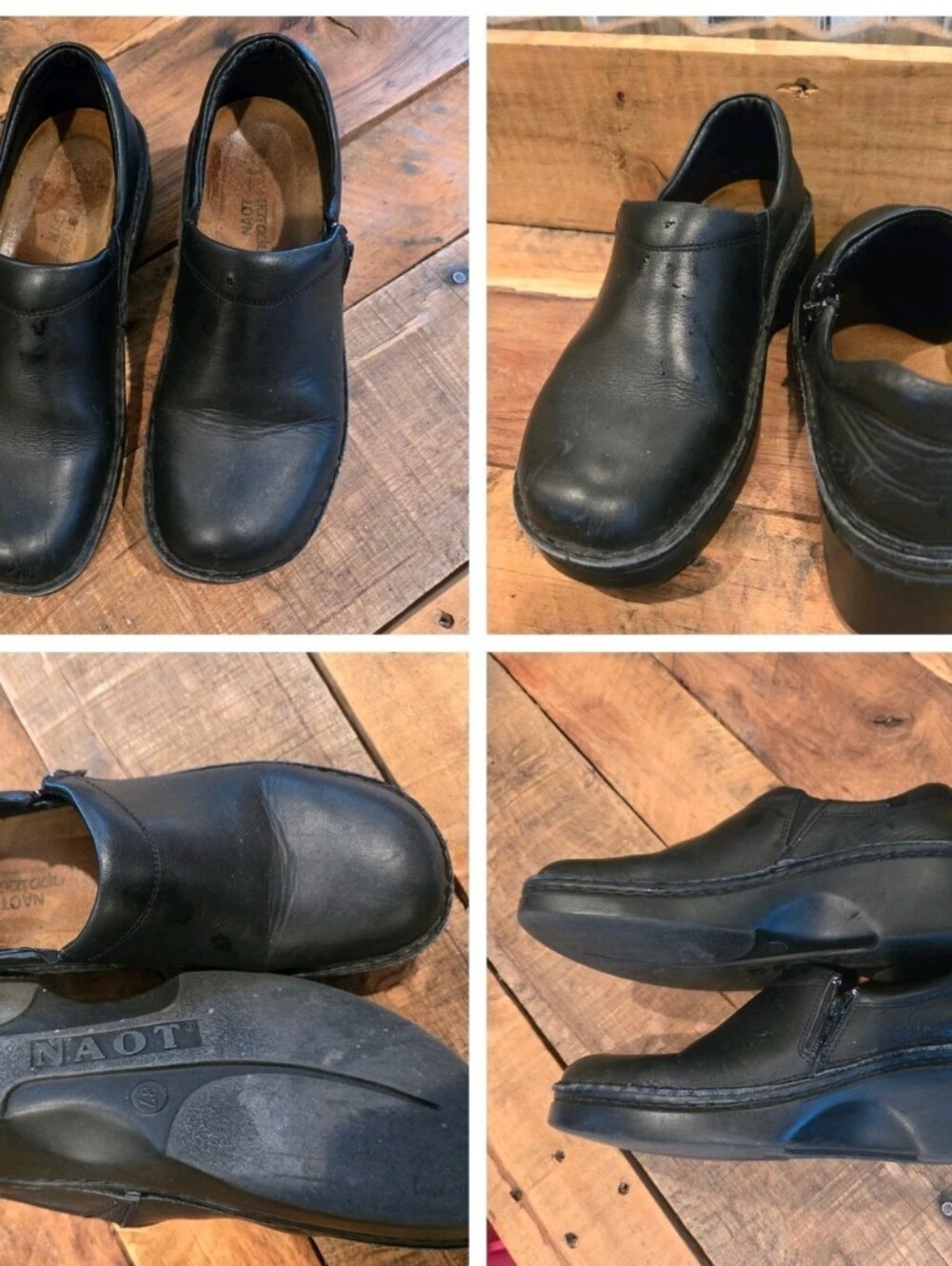 NAOT Black Leather Slipon Loafers Comfort Shoes Sz 6.5